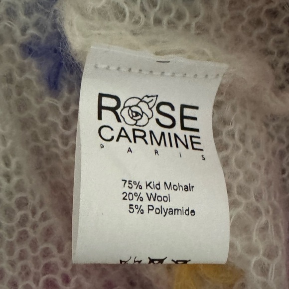ROSE CARMINE Balloon Stars Open Front Kid Mohair Cardigan One Size VGUC - Picture 12 of 12